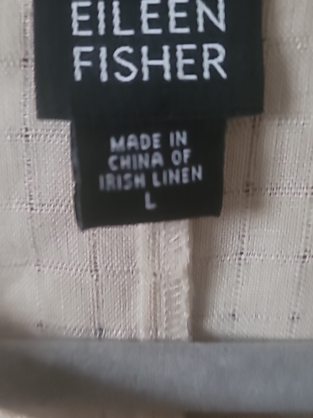 Eileen Fisher Cream Button-Front Irish Linen Lagenlook Top L - Picture 3 of 11